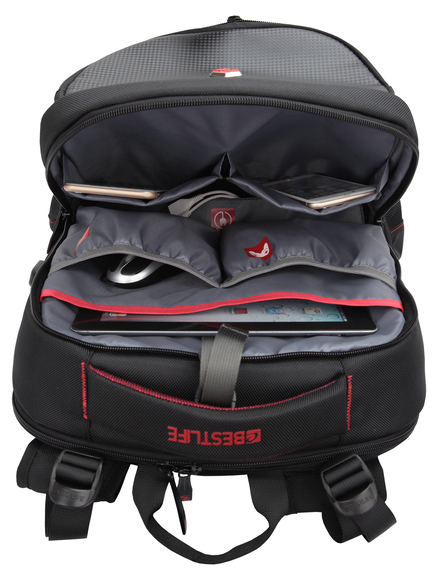 BB-3331R-17BLK - BESTLIFE Gaming Computer Backpack with Moulded Protective Front.